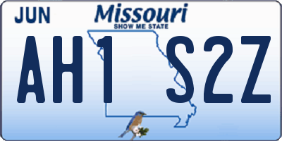 MO license plate AH1S2Z