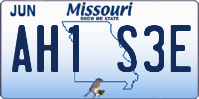 MO license plate AH1S3E