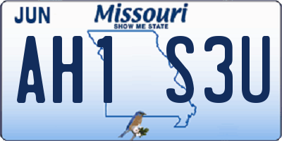 MO license plate AH1S3U