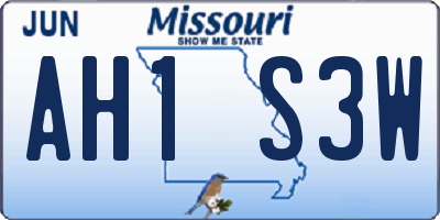 MO license plate AH1S3W