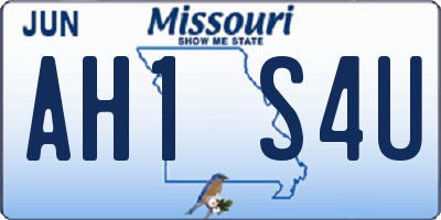 MO license plate AH1S4U