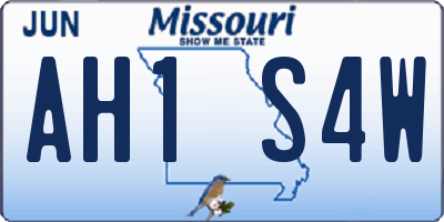 MO license plate AH1S4W