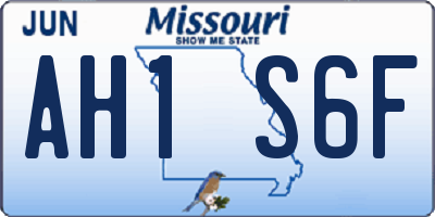 MO license plate AH1S6F