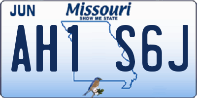 MO license plate AH1S6J