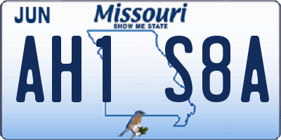 MO license plate AH1S8A