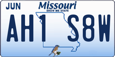 MO license plate AH1S8W