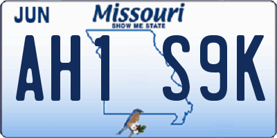 MO license plate AH1S9K