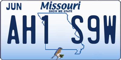 MO license plate AH1S9W