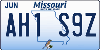 MO license plate AH1S9Z