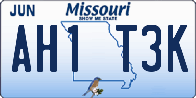 MO license plate AH1T3K