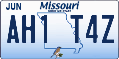 MO license plate AH1T4Z