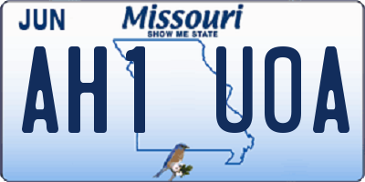 MO license plate AH1U0A