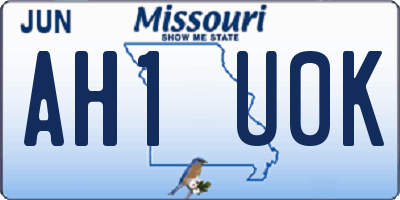 MO license plate AH1U0K