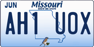 MO license plate AH1U0X