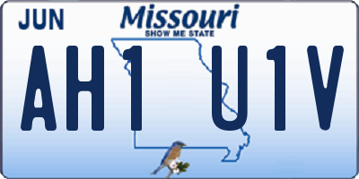 MO license plate AH1U1V