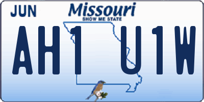 MO license plate AH1U1W