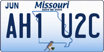 MO license plate AH1U2C