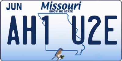 MO license plate AH1U2E