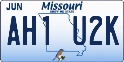 MO license plate AH1U2K