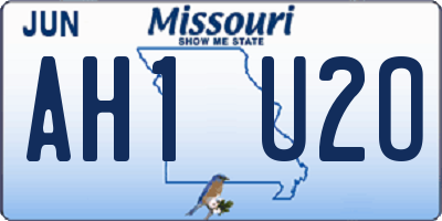 MO license plate AH1U2O