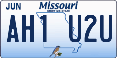 MO license plate AH1U2U