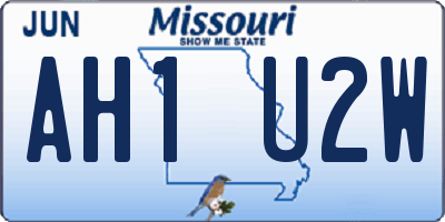 MO license plate AH1U2W