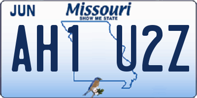 MO license plate AH1U2Z