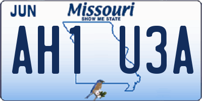 MO license plate AH1U3A