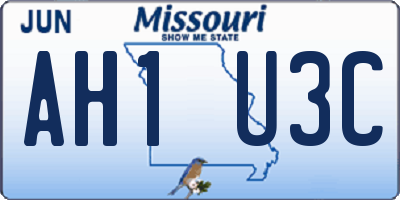 MO license plate AH1U3C