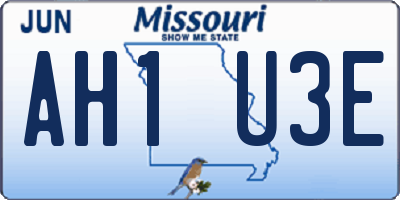 MO license plate AH1U3E