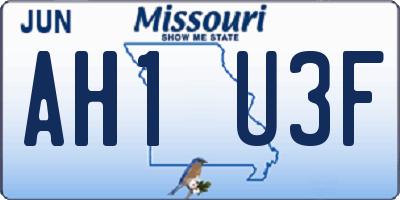 MO license plate AH1U3F