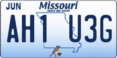 MO license plate AH1U3G