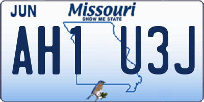 MO license plate AH1U3J