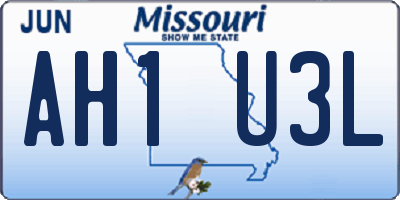 MO license plate AH1U3L