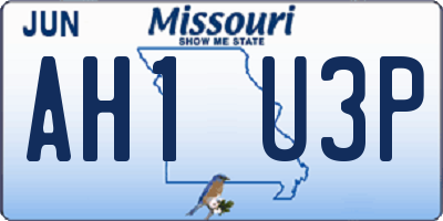 MO license plate AH1U3P