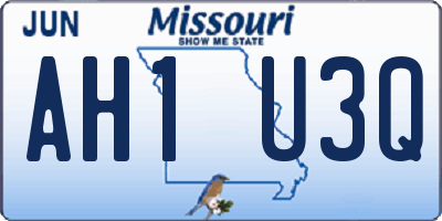 MO license plate AH1U3Q