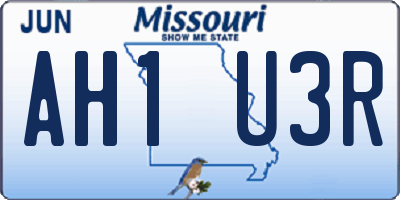 MO license plate AH1U3R