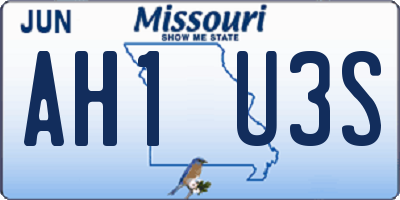 MO license plate AH1U3S