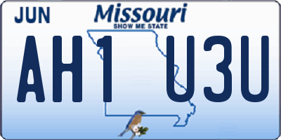 MO license plate AH1U3U