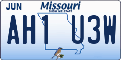 MO license plate AH1U3W