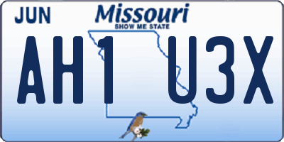 MO license plate AH1U3X