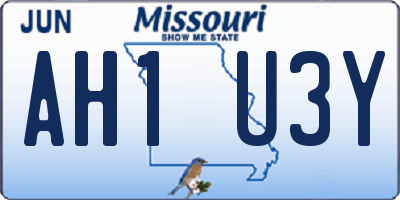 MO license plate AH1U3Y