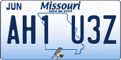 MO license plate AH1U3Z