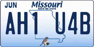 MO license plate AH1U4B