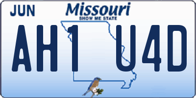 MO license plate AH1U4D