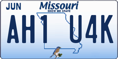 MO license plate AH1U4K