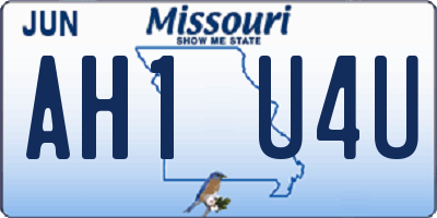 MO license plate AH1U4U