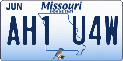 MO license plate AH1U4W