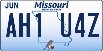 MO license plate AH1U4Z