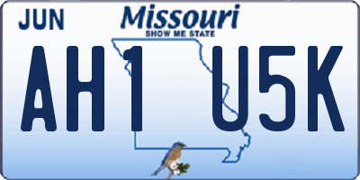 MO license plate AH1U5K